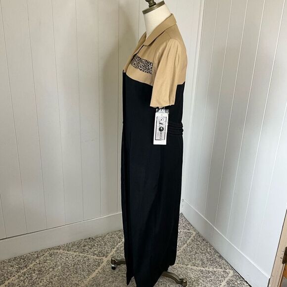 VTG 80s S.L. Fashions Size 12 Petites Statement Leopard Print Button Down Dress - Picture 10 of 16